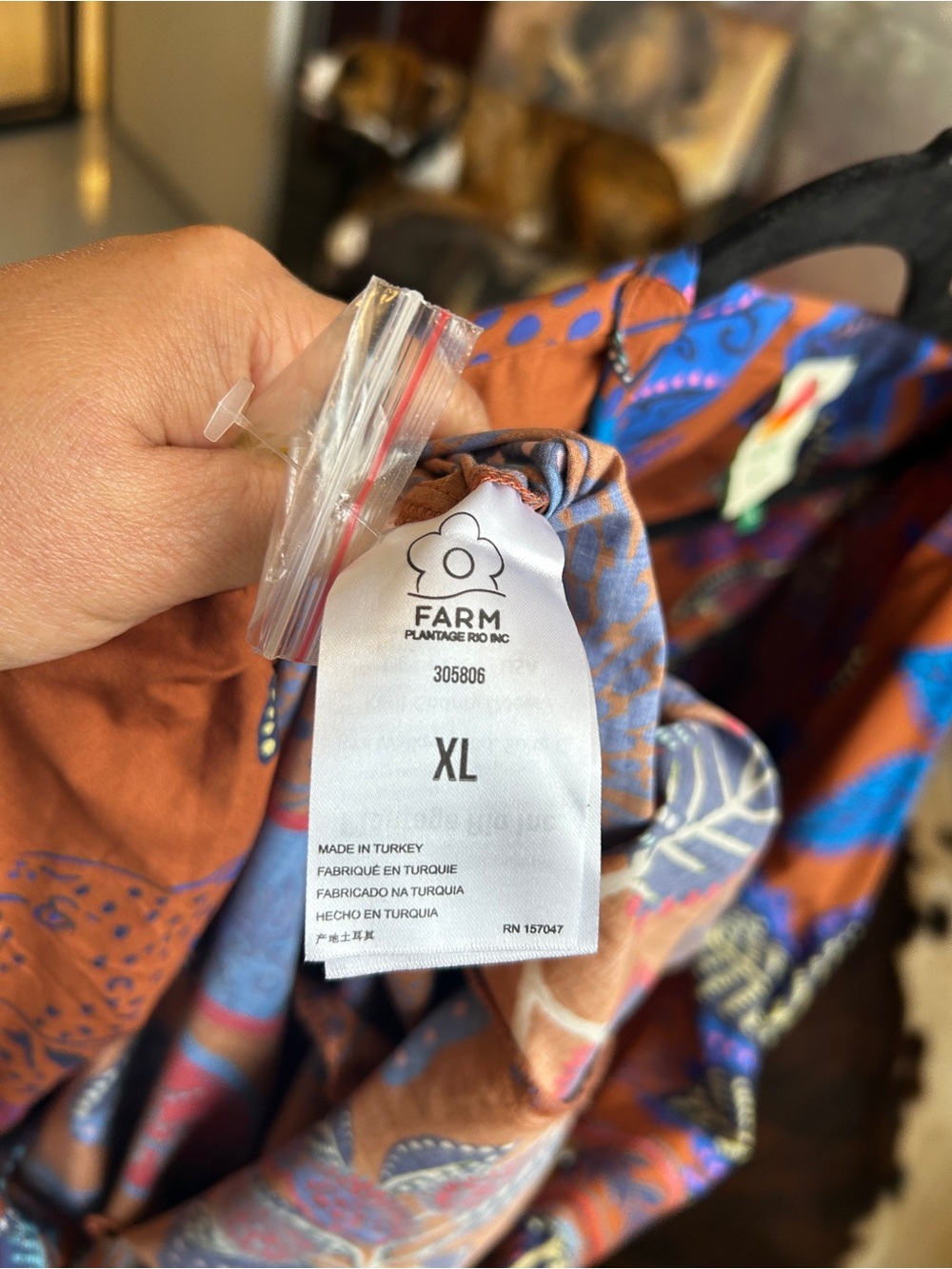 FARM Rio Rust Maxi Dress with Blue and Purple Leaf Motif - Picture 6 of 7